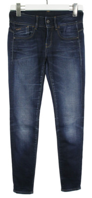 G-Star Lynn Skinny Jeans Damen W27/L30 Dunkelblau Neu Stretch Whiskers Zip
