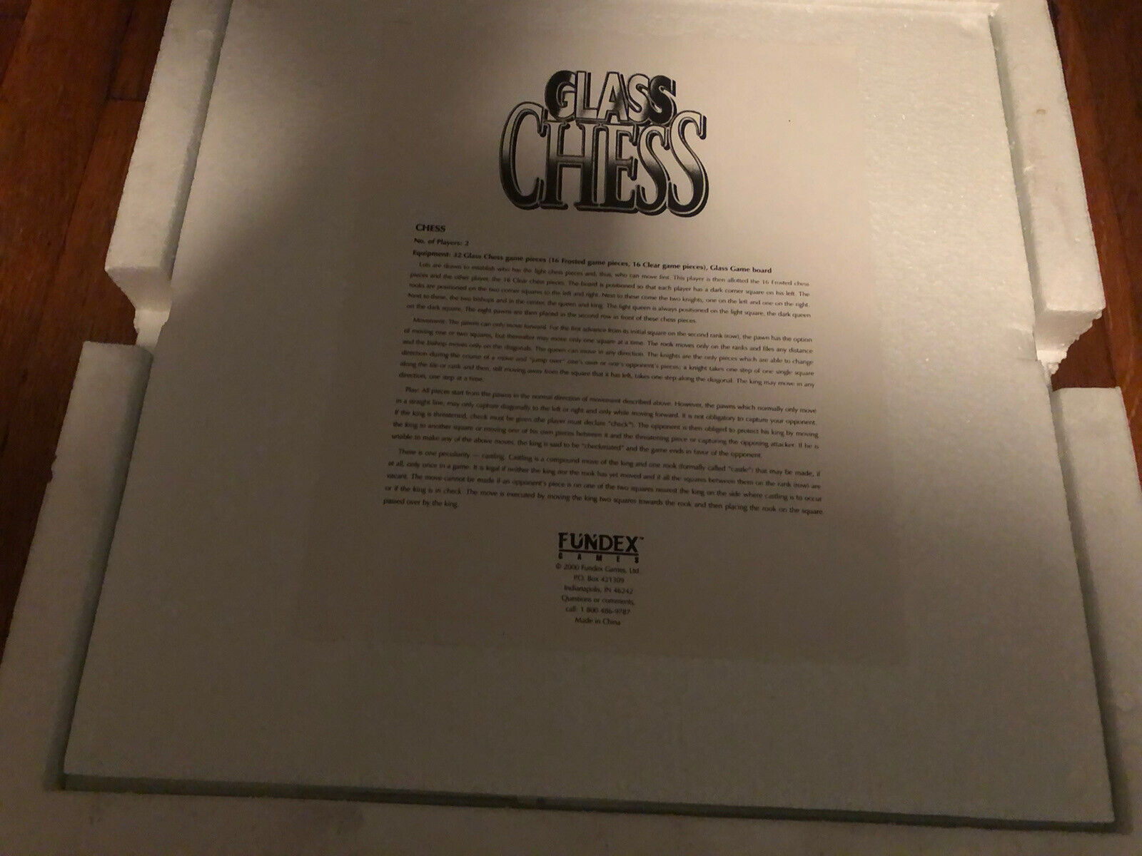 Fundex Etched Glass Chess Games Clear And Frosted Board Complete Set 15  Inch