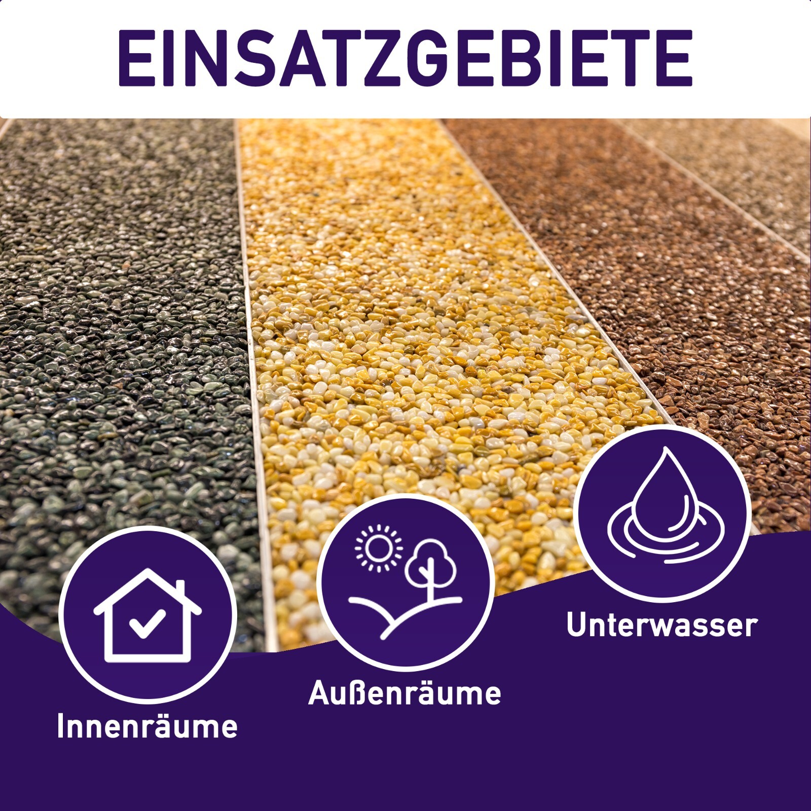 Terralith Steinteppich Marmor 1qm | Weiß-Gold Bianco 4-6mm | Epoxidharz Für Außen