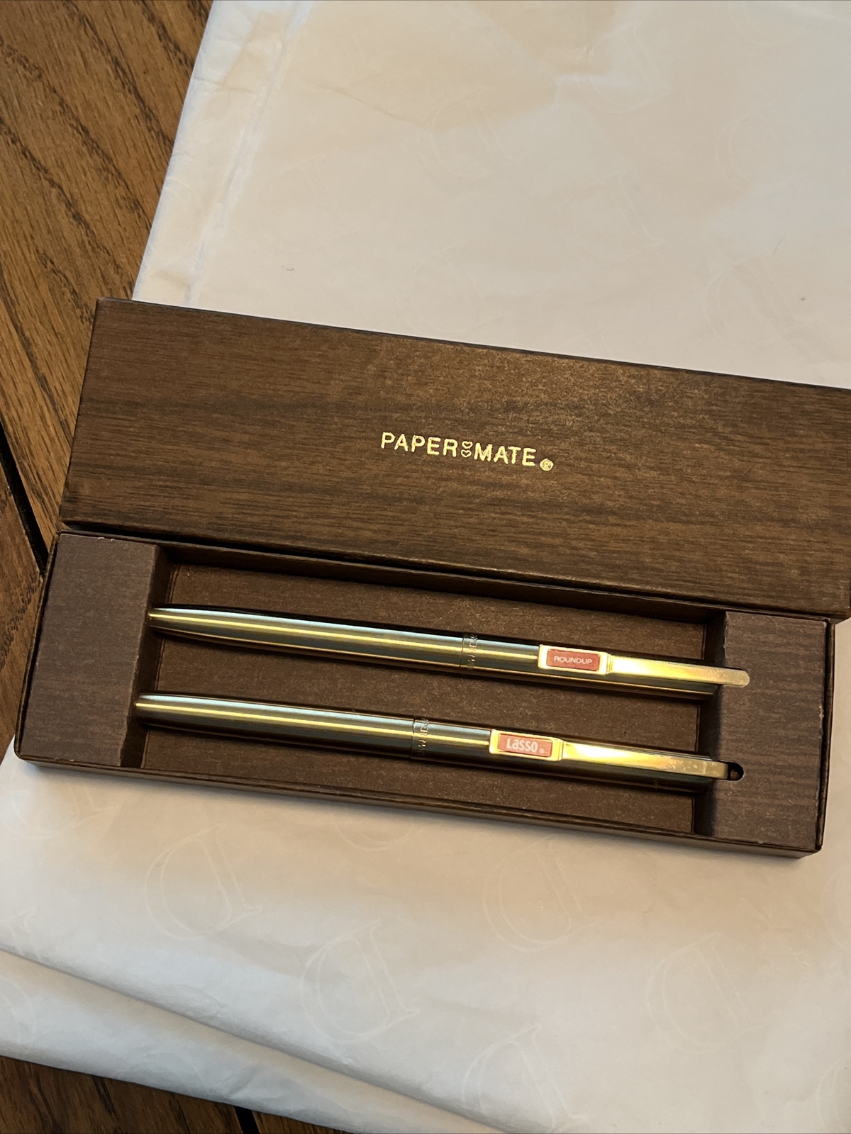 Vintage Paper Mate Ball-Point Pen & Pencil Set box- Roundup Lasso