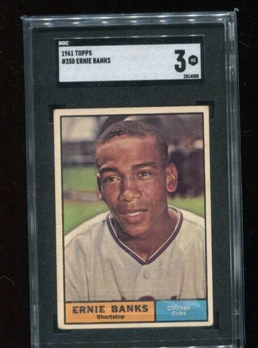 1961 Topps - ERNIE BANKS - Card #350 - CHICAGO CUBS  SGC 3