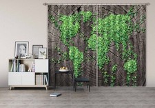 3D Leaves World Map ZHUA3319 Photo Curtain Window Blockout Fabric Amy 2023