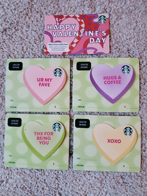 2025 Starbucks HAPPY VALENTINE'S DAY 5 card set with die cut cards #6323 green