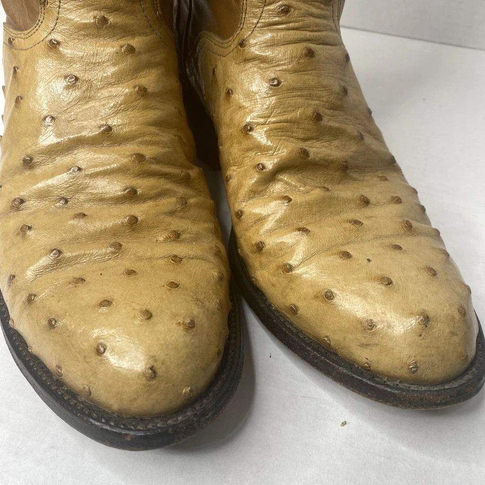 Botas El Dorado Full Quill Avestruz Exótico Western Roper wm 10 1/2 Mn 8 1/8 Marrón Foto 2 de 4