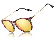 Women's Night-Vision Glasses for Driving, Polarized Yellow Lens Reduce Glare