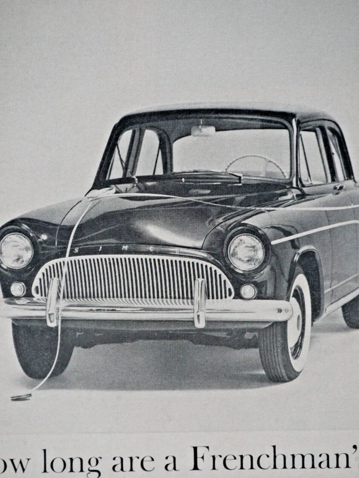 1960 Simca Vintage Frenchman's Legs Import By Chrysler Original Print Ad 8.5x11" - Image 2 of 3