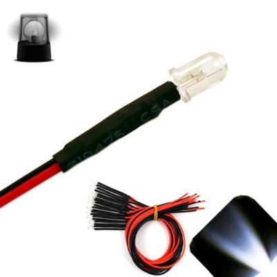 100 x LED Pre wired 12v 5mm Cool Clear White Flashing Blinking Strobe LEDs 9v 6v