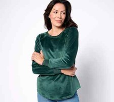Belle by Kim Gravel Belleour Raglan Sweatshirt Spruce Green Size XXS A624579