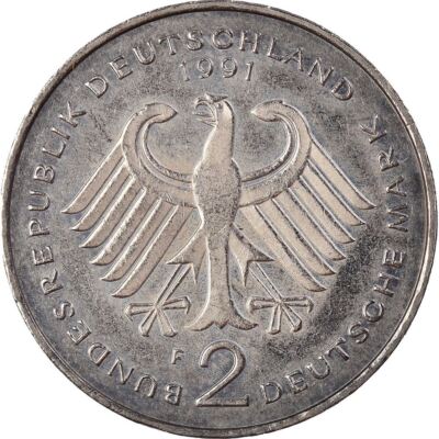 West Germany 2 Deutsche Mark Coin | Franz Josef Strauss