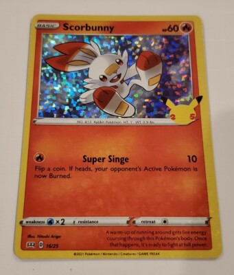 Pokemon TCG Scorbunny 16/25 HOLO McDonald 2021 Promo 25th