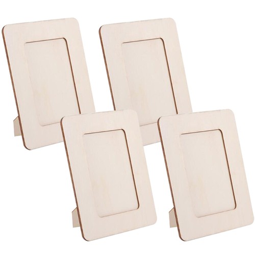 4 Pcs Clay Photo Frame DIY Crafts Wooden Unfinished Picture Child