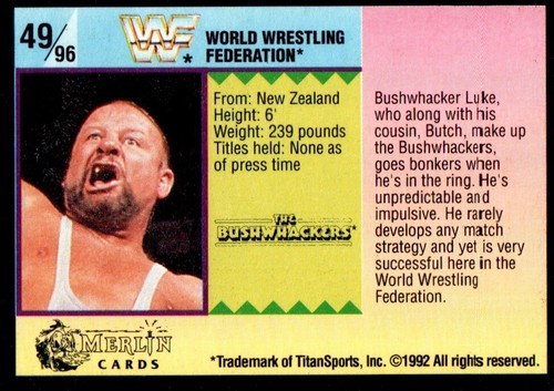 WWF WWE Merlin 1992 Part 1 (Black) Wrestling Trading Cards (summerSlam) Pick One - Picture 97 of 189