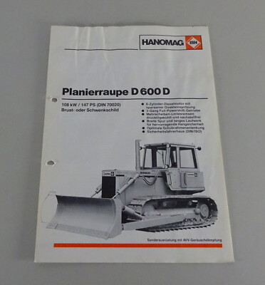 Brochure Hanomag Bulldozer D 600 D Technical Data Stand 03/1983