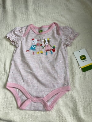 John Deere baby girl pink cow shirt 6-9 M