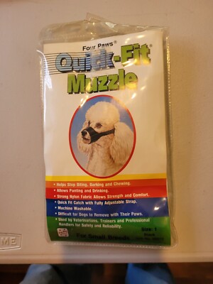 Four Paws Quick Fit Adjustable Dog Muzzle Black Size 1 XS For Small Breeds