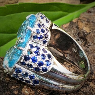 バレエ type L / lace flower sapphire blue 925 Silver Gemstone Lab