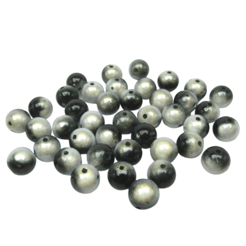 NEW IN 6MM 8MM 10MM WHITE/BLACK TWO TONE 3D ILLUSION MIRACLE ACRYLIC BEADS  - Afbeelding 1 van 2