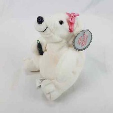Coca-Cola POLAR BEAR Bean Bag Plush in Pink Bow 110 1997