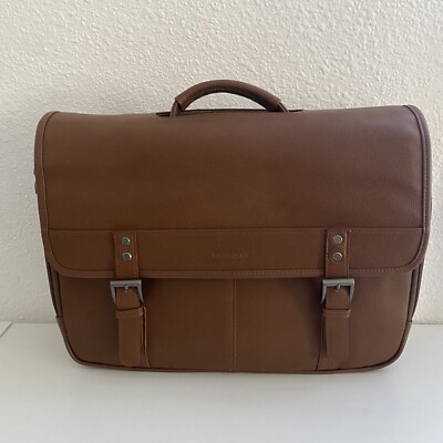 Samsonite Business COGNAC Classic Leather Flapover Shoulder Bag *See Photos*