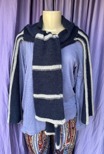 ARYEH Navy/Beige Open Circular Shrug Cárdigan Pullover Gr. S* - Bild 8 von 11