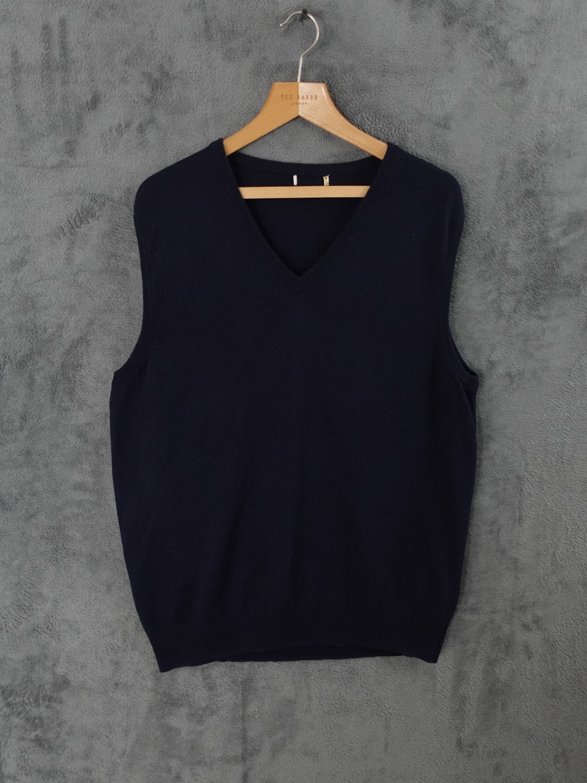 House Of Bruar Jumper Mens Large Blue Navy Merino Wool Knit Sweater Vest Golf