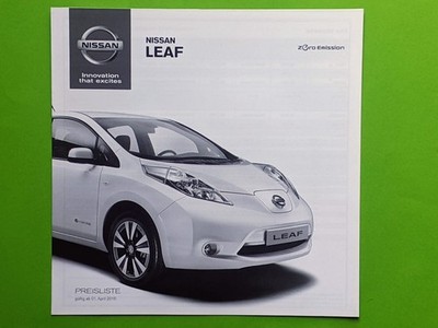 NISSAN LEAF Preisliste Ausstattung Technische Daten Prospekt 04/2016