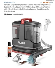 Portable Carpet and Upholstery Cleaner Machine -15Kpa Strong Suction for Rug