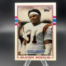 1989 Topps Super Rookie Ickey Woods #27 Rookie Card RC Cincinnati Bengals. rookie card picture