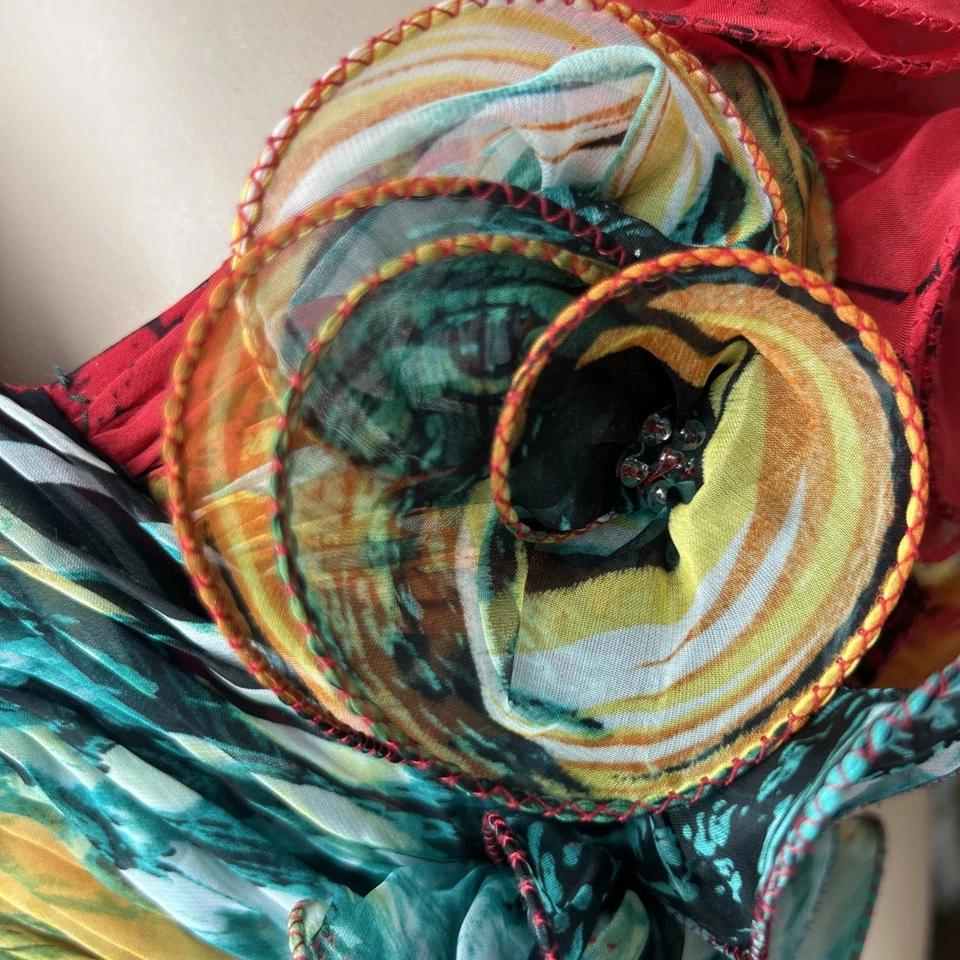 Y2K Cinderella Colorful Fairy Silky Prom Dress Maxi Gown Babydoll Formal Sz 10 - Image 4 of 4