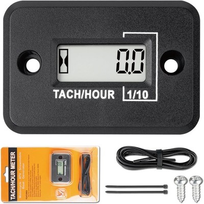Nine-Rong Black Self-Powered Digital Tach Hour Meter LCD Inductive Waterproof