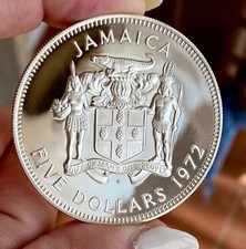 JAMAICA 5 DOLLARI 1972 NORMAN MANLEY PROOF ARGENTO SILVER 925/1000 GEM BU