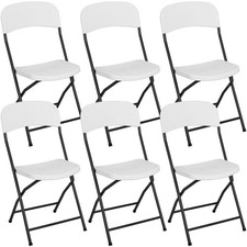 Set of 6 Folding Chairs Portable Foldable 265 lbs Capacity Indoor Outdoor White