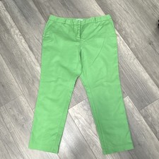 Charter Club Women's Green Dress Pants Straight Leg Flat Front Solid Cotton