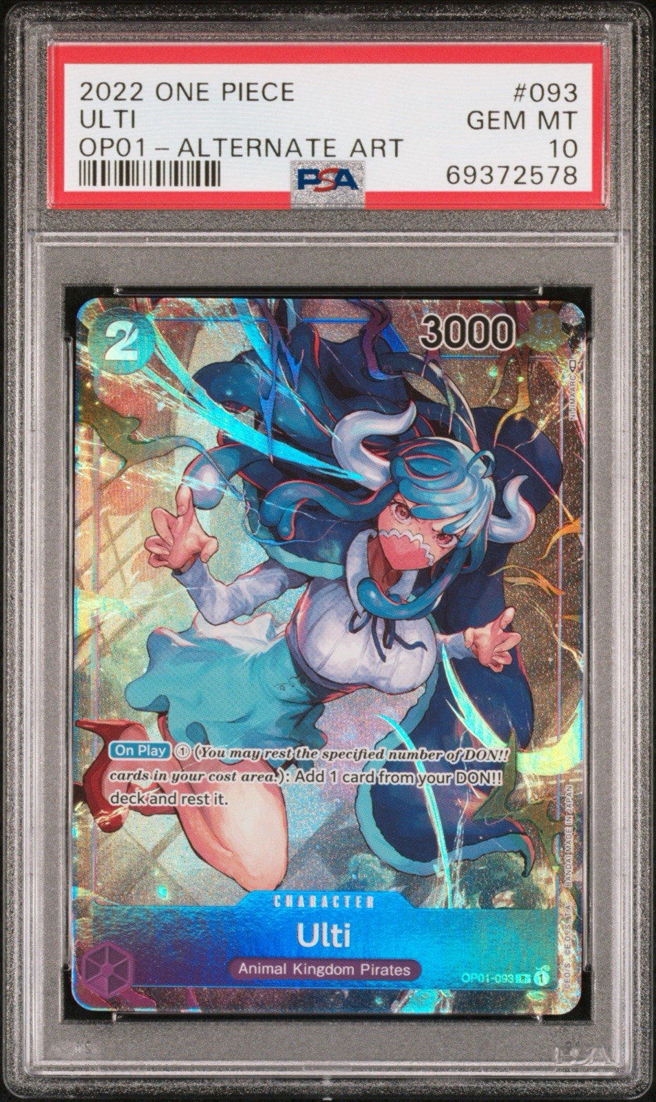 2022 ONE PIECE OP01-ROMANCE DAWN ALTERNATE ART #093 ULTI PSA 10