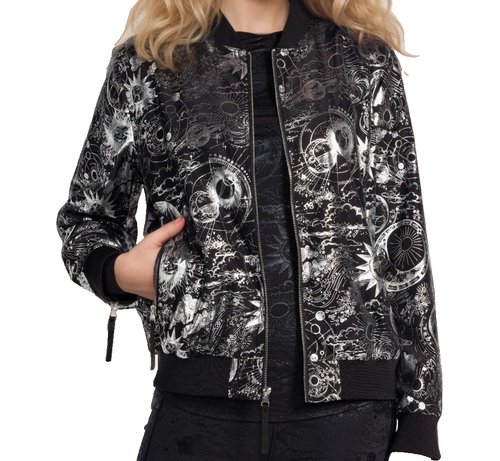 $340 JOHNNY WAS BEE ACTIVE SZ XL DROP SHOULDER BOMBER JACKET MINA Celestial NWT - Picture 6 of 10