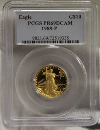 1988 P US Proof Gold Eagle 1/4 oz $10 PCGS PR69 DCAM