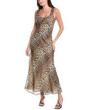 Ganni Chiffon Maxi Dress Women's Tan 34