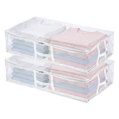 2 Pack Under Bed Storage with Handles, 31.5''L x 18.5''W x 7.5''H, White