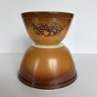 Vintage Pyrex Old Orchard 2 PC Set Brown Nesting Bowl 402 - 401 1.5 qt 1.5 pt