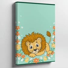 Cute, Cartoon-style Illustration Of A Young Lion With A Fluffy Mane Wall Art