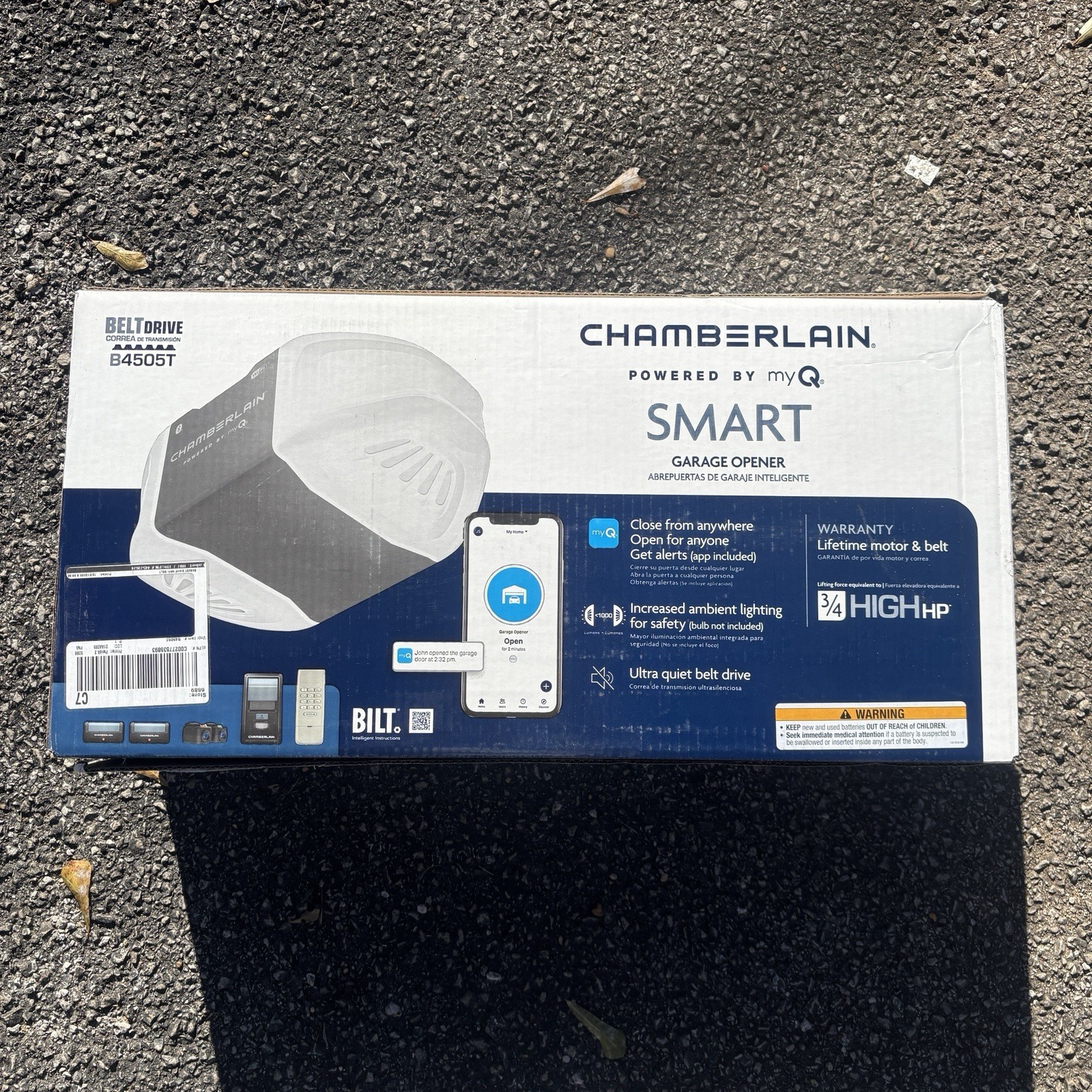 Chamberlain 3/4 HP Smart Quiet Belt Drive Garage Door Opener B4505T SHIPS TODAY