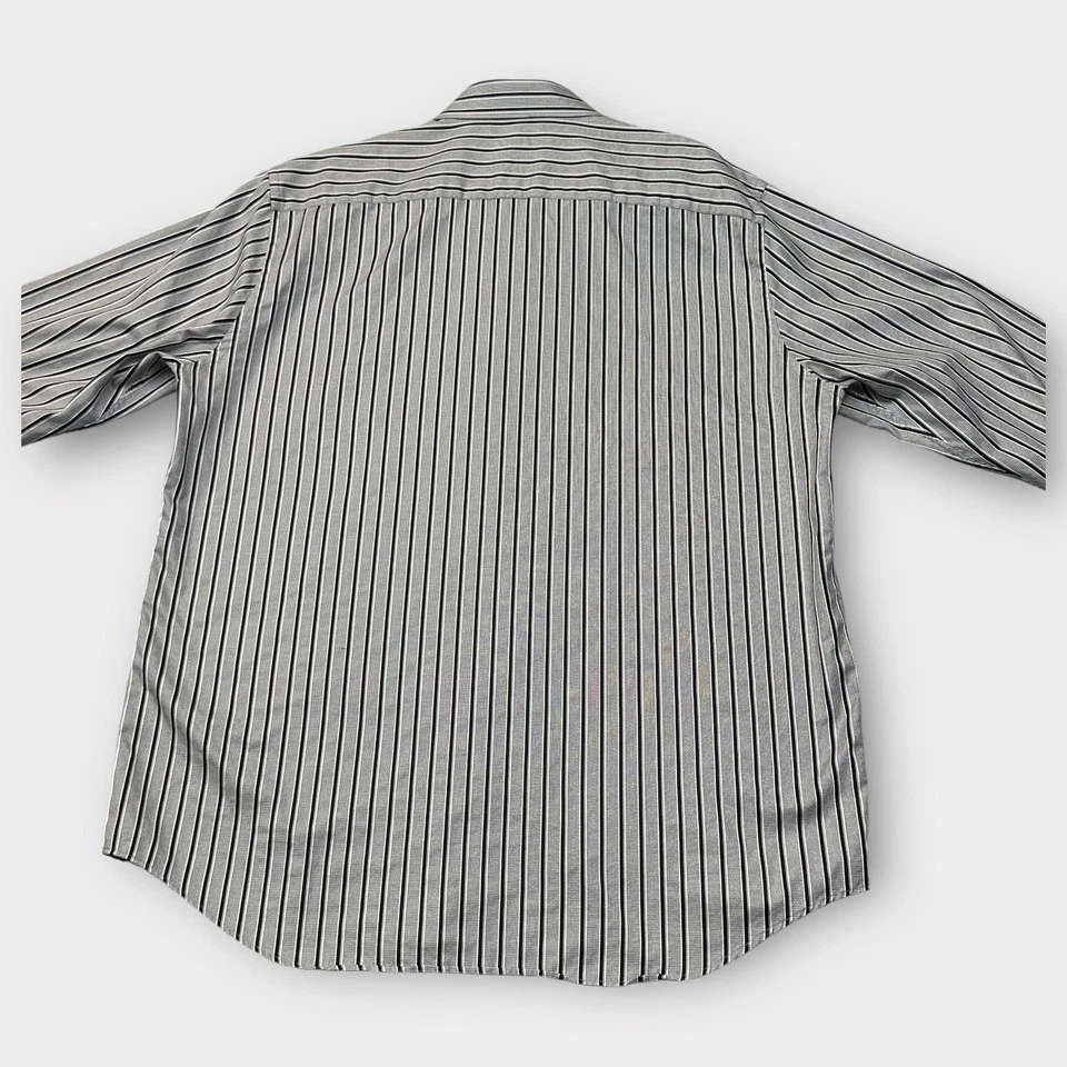 Camisa Bugatchi Para Hombres XL Calce Clásico Manga Larga Negro Gris Vestido a Rayas Informal Foto 3 de 4