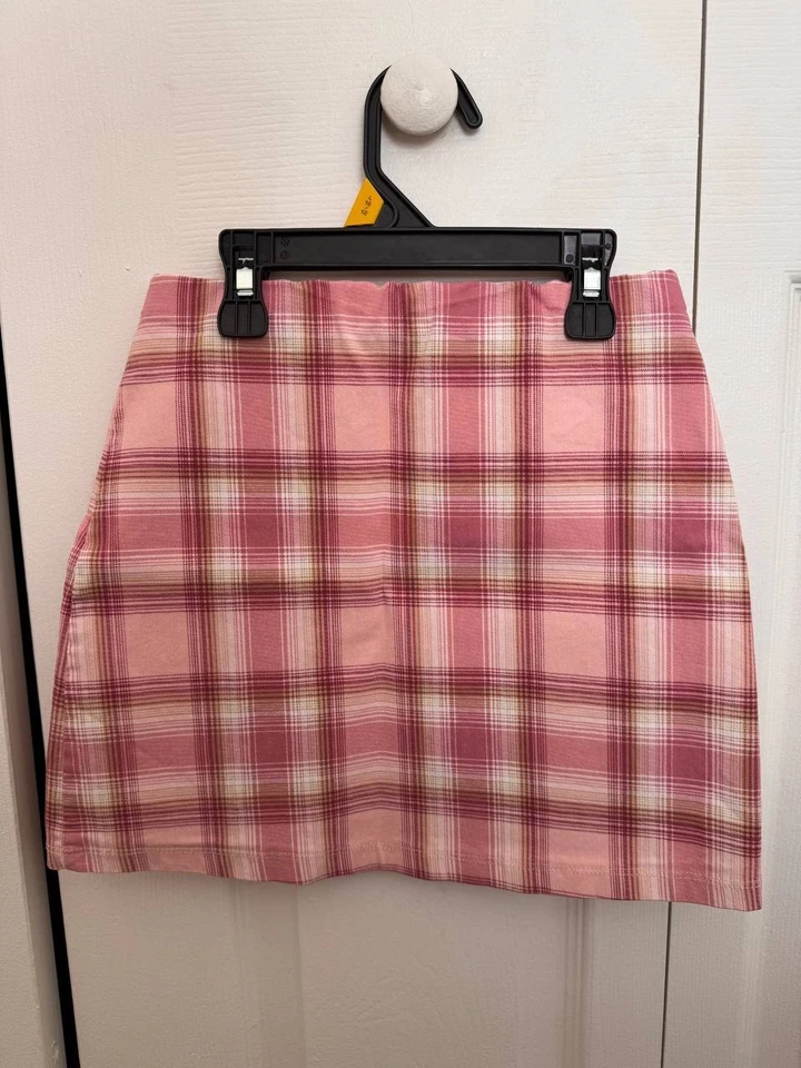 Mini-saia elástica xadrez rosa para meninas – Tamanho aprox. 8–10Y - Imagem 2 de 4