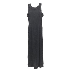 Laurence Kazar Beaded Silk Maxi Dress Women PM Black Vintage Evening Gown