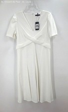 Tommy Hilfiger Criss Cross Dress White Short Sleeve V Neck Midi Size 12 New