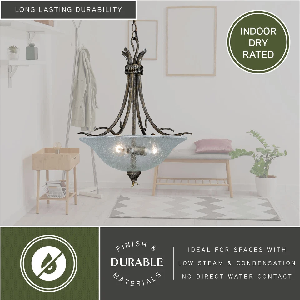 Подвеска в виде чаши Vaxcel Lighting P0064 Monterey 3 лампы 20 дюймов ширина - осенняя патина - Изображение 3 из 4