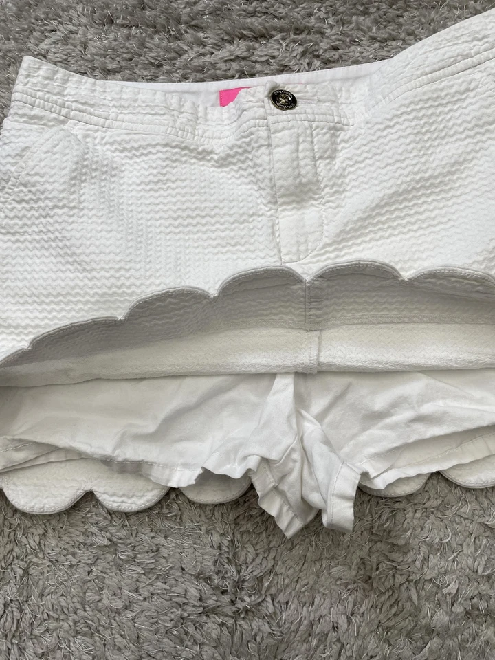 Pantalones Cortos Lilly Pulitzer Skort Mujer 6 Blanco Dobladillo Vieira Seersucker Algodón Forrado Foto 4 de 4