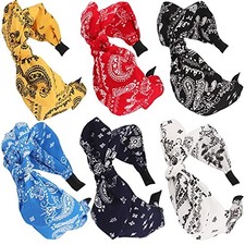 6pcs Women's Elastic Paisley Headbands with Bow - Knotted Bow - Color 3