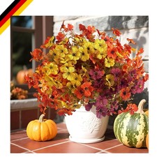 Künstliche Herbstblumen 8er Set Wetterfest Pflegeleicht für Balkon Garten