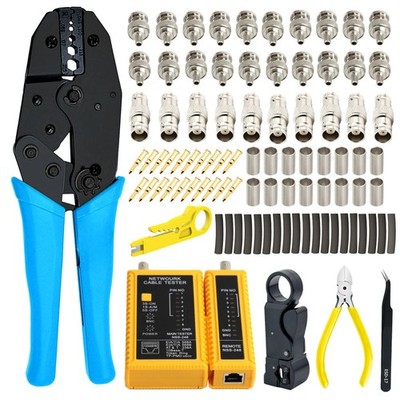 Coaxial Cable Tool Kit - BNC Crimp tool for RG58, RG59, RG62, RG174, Black